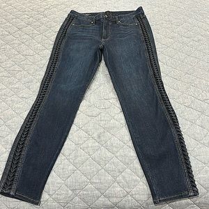 White House Black Market Skinny Ankle Sculpt Blue Jeans with Side Detailing
